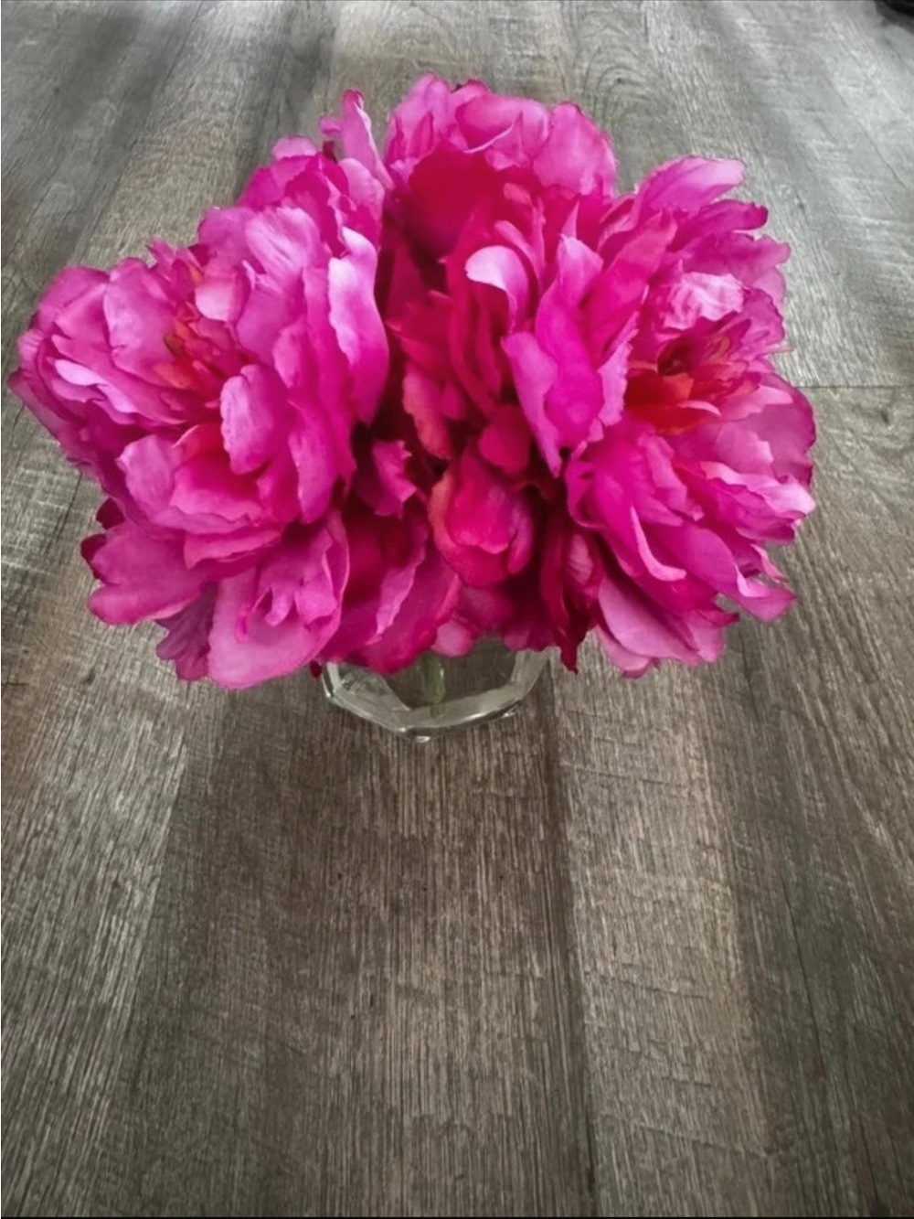 Bright Hot Pink Faux Peony Bouquet - Decorative Accent